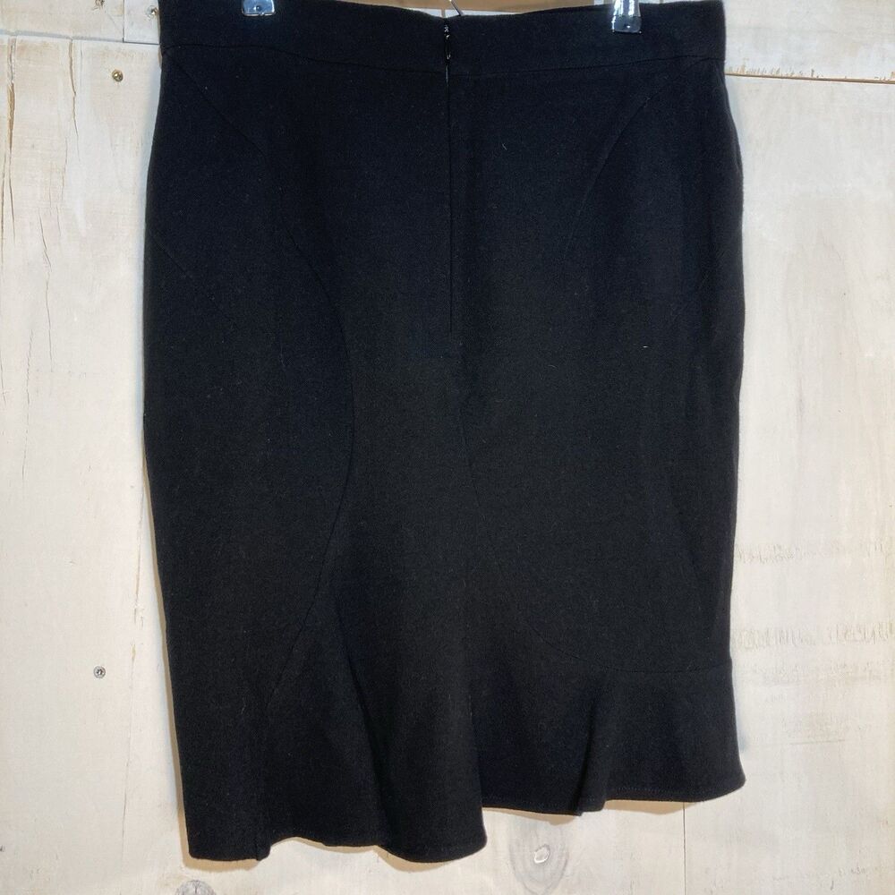 Givenchy Black Virgin‎ Wool Mini Pencil Skirt Mermaid Hem Sz 44 Peplum Designer